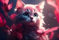 Animation of pink cat and flower Royalty Free Stock Photo