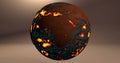 An animation of the planet Earth made of lava and fire.