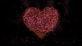 Animation of plexus network from heart symbol on colorful background with flowing of plexus particles. Seamless loop Royalty Free Stock Photo