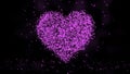 Animation of plexus network from heart symbol on colorful background with flowing of plexus particles. Seamless loop Royalty Free Stock Photo