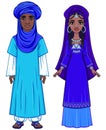 Animation portrait of the African family in ethnic clothes.