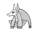 Animation portrait Ancient Egyptian god Anubis. Deity with canine head. God of death. View profile. Royalty Free Stock Photo