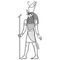 Animation portrait: Ancient Egyptian god Horus in the crown of Egypt. God of heaven and sun in guise of Falcon.