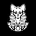 Animation portrait Ancient Egyptian goddess Bastet Bast with cat head.