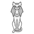 Animation portrait Ancient Egyptian goddess Bastet Bast in the royal headdress. Sacred cat.