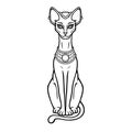 Animation portrait Ancient Egyptian goddess Bastet Bast. Sacred cat. Royalty Free Stock Photo