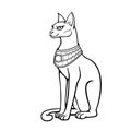 Animation portrait Ancient Egyptian goddess Bastet Bast. Sacred cat.