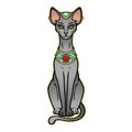 Animation portrait Ancient Egyptian goddess Bastet Bast. Sacred cat.