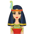 Animation portrait of ancient Egyptian goddess Maat in a wig with a bird pen. Royalty Free Stock Photo