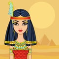 Animation portrait of ancient Egyptian goddess Maat in a wig with a bird pen. Royalty Free Stock Photo