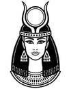 Animation portrait of the ancient Egyptian horned goddess.