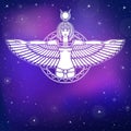 Animation portrait of the ancient Egyptian winged goddess. Royalty Free Stock Photo