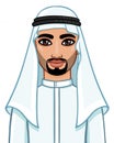 Animation portrait of the Arab man in traditional clothes. Royalty Free Stock Photo