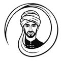 Animation portrait of the Arab man in a turban. Royalty Free Stock Photo