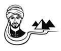 Animation portrait of the Arab man in a turban. Royalty Free Stock Photo