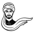 Animation portrait of the Arab man in a turban. Royalty Free Stock Photo