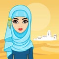 Animation portrait of the Arab woman in traditional clothes Royalty Free Stock Photo