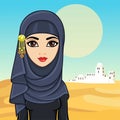 Animation portrait of the Arab woman in traditional clothes Royalty Free Stock Photo