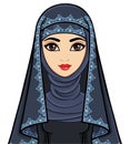 Animation portrait of the Arab woman in a traditional suit. Royalty Free Stock Photo