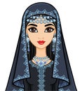 Animation portrait of the Arab woman in a traditional suit. Royalty Free Stock Photo
