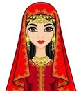 Animation portrait of the Arab woman in a traditional suit. Royalty Free Stock Photo