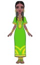 Animation portrait of the attractive African girl. Bright ethnic clothes. Full growth.