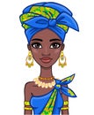 Animation portrait of the attractive African girl.