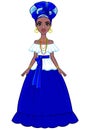 Animation portrait of the attractive Brazilian girl. Bright ethnic clothes. Full growth.