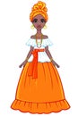 Animation portrait of the attractive Brazilian girl. Bright ethnic clothes. Full growth.