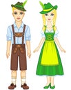 Animation portrait of the Bavarian family ancient traditional clothes. Royalty Free Stock Photo