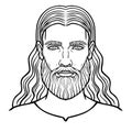 Animation portrait of the bearded man with long hair.