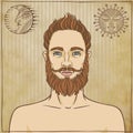 Animation portrait bearded man.