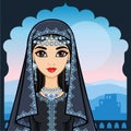 Animation portrait of the beautiful Arab woman in ancient clothes.