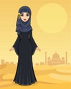 Animation portrait of the beautiful Arab woman in ancient clothes.