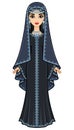 Animation portrait of the beautiful Arab woman in ancient suit: long dress, veil. Royalty Free Stock Photo