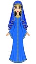 Animation portrait of the beautiful Arab woman in ancient suit: long dress, veil. Royalty Free Stock Photo