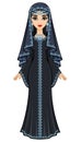 Animation portrait of the beautiful Arab woman in ancient suit: long dress, veil. Royalty Free Stock Photo