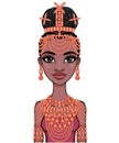 Animation portrait of the beautiful  black woman in a traditional ethnic jewelry. Royalty Free Stock Photo