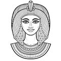 Animation portrait of beautiful Egyptian woman in ancient hairstyle. Goddess, princess, queen. Royalty Free Stock Photo