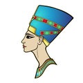 Animation portrait of beautiful Egyptian woman in the crown. Goddess, princess, queen. Royalty Free Stock Photo