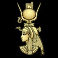 Animation portrait of beautiful Egyptian woman. Goddess Isis.