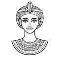 Animation portrait of beautiful Egyptian woman. Goddess, princess, queen. Royalty Free Stock Photo