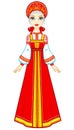 Animation portrait of the beautiful girl in an ancient Russian dress.