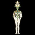 Animation portrait: Egyptian God Anubis measures the human heart and pen on sacred scales. God of death.Animation portrait Egyptia