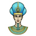 Animation portrait Egyptian man n the military crown.