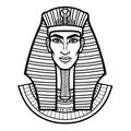 Animation portrait Egyptian man. Vector illustration isolated on a white background.