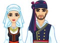 Animation portrait of family in ancient Greek suits.