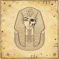 Animation portrait: King Tutankhamun mask, ancient Egyptian pharaoh.