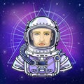 Animation portrait of the man astronaut in an space suit.