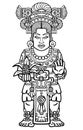 Animation portrait of the pagan goddess based on motives of art Native American Indian.